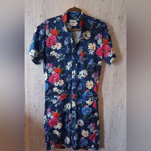 Romper Jack Floral Short Sleeve Romper Lots of Pockets Comfy Women's Size M